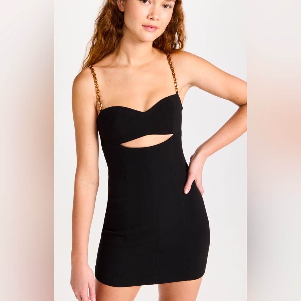 MISHA adorable bonded crepe mini dress. Perfect for a night out!